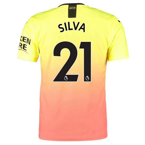 Maillot Football Manchester City NO.21 Silva Third 2019-20 Orange